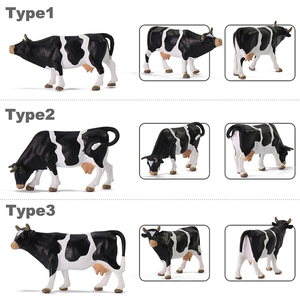 AN4301 12pcs 1:43 O Scale Painted Cows Farm Animals