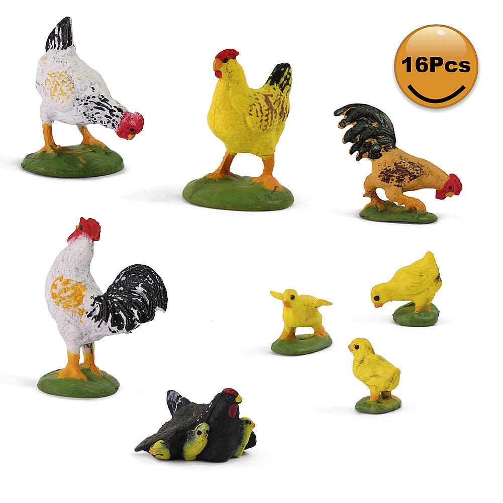 AN4306 16pcs 1:43 O Scale Painted Chick Grouse Hen Farm Animals