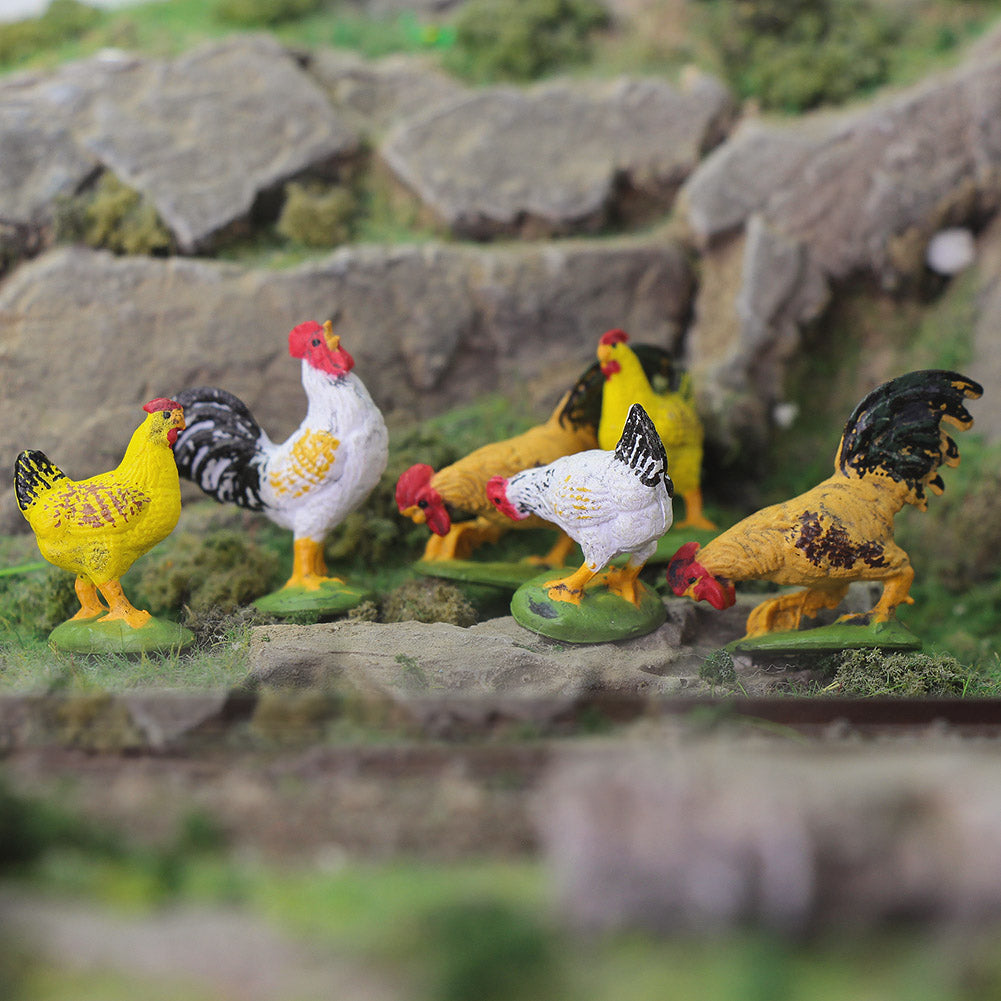 AN4306 16pcs 1:43 O Scale Painted Chick Grouse Hen Farm Animals