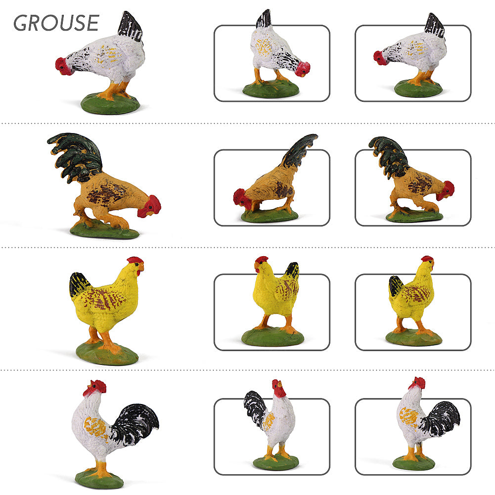 AN4306 16pcs 1:43 O Scale Painted Chick Grouse Hen Farm Animals