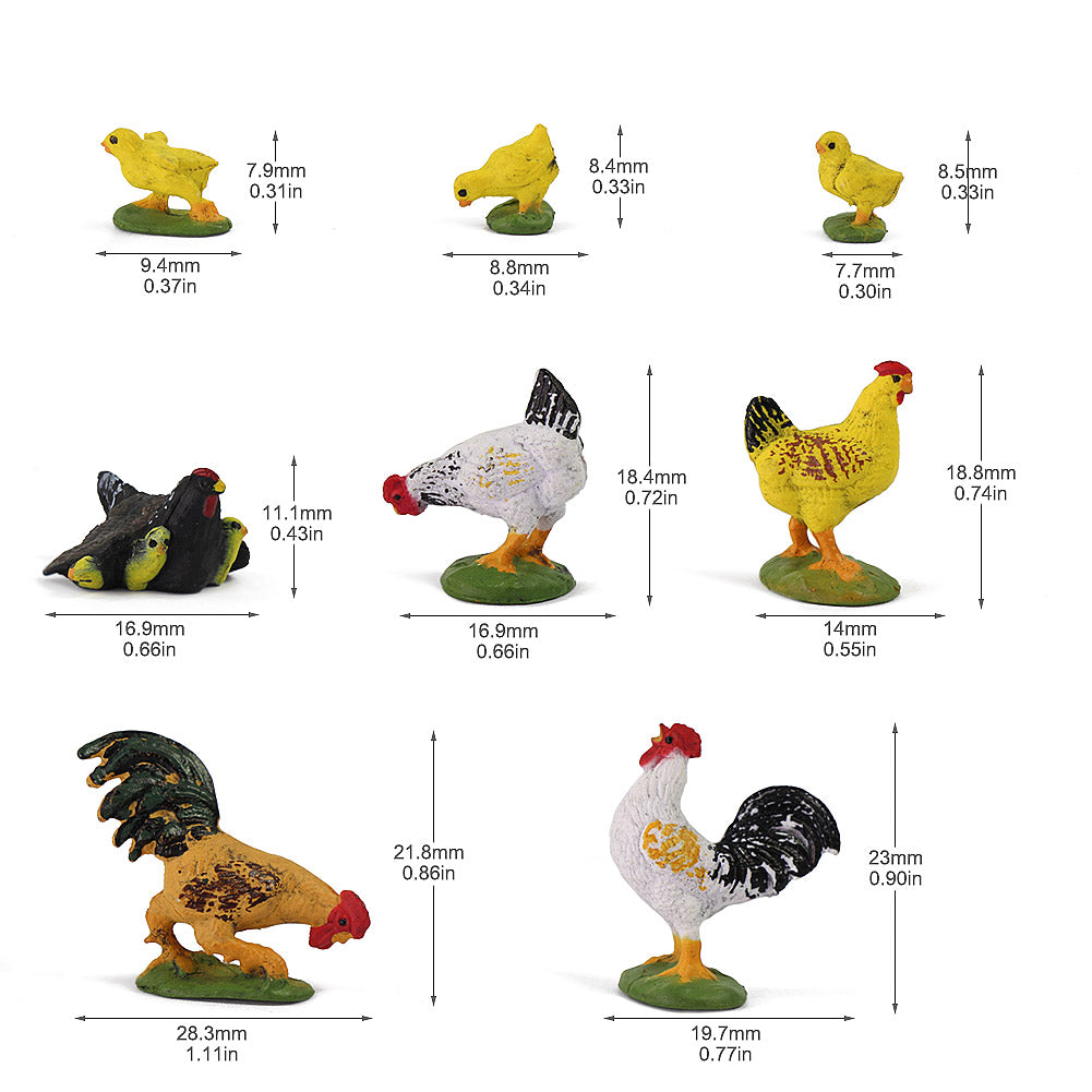 AN4306 16pcs 1:43 O Scale Painted Chick Grouse Hen Farm Animals