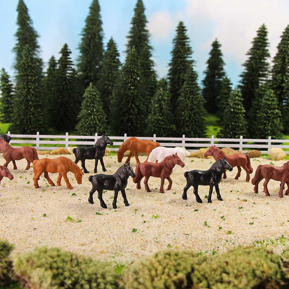 AN8701 40pcs HO Scale 1:87 Model Horses Painted Farm Animals
