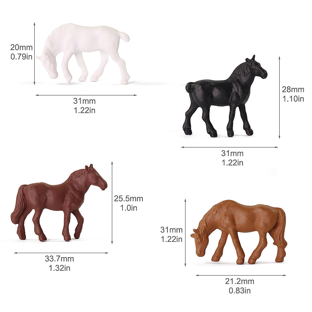 AN8701 40pcs HO Scale 1:87 Model Horses Painted Farm Animals