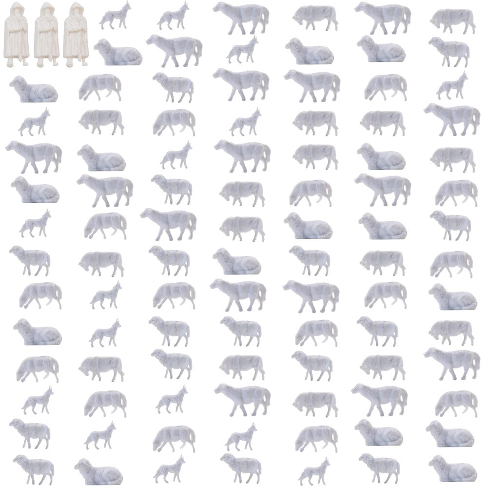 AN8703B 100pcs HO Scale 1:87 UnPainted White Farm Animals Sheep