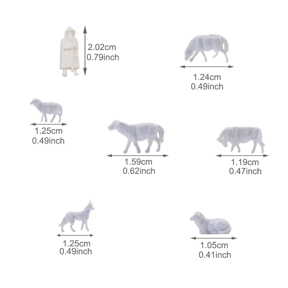 AN8703B 100pcs HO Scale 1:87 UnPainted White Farm Animals Sheep