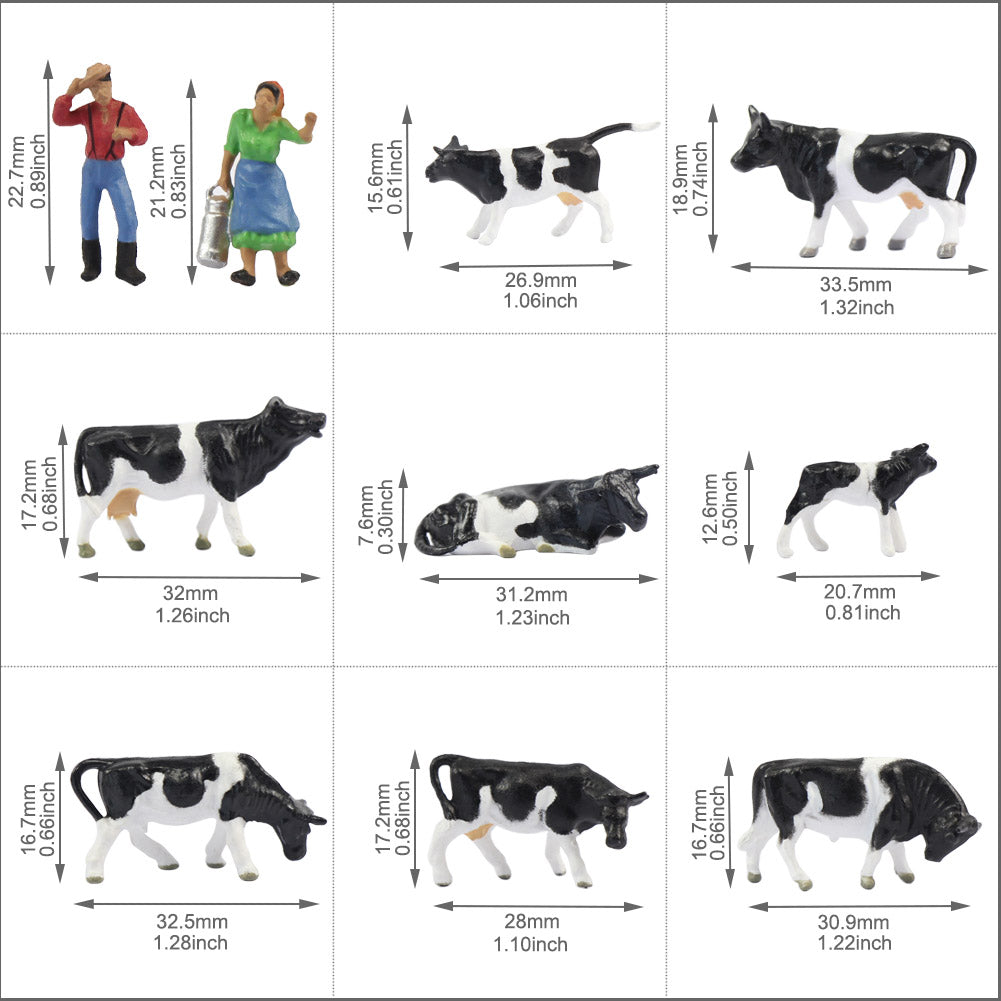 AN8704 36pcs HO Scale 1:87 Cows and Figures