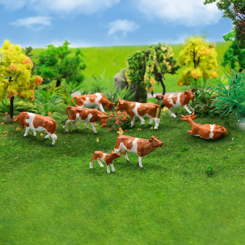 AN8705 36pcs HO Scale 1:87 Brown Cows and Shepherd