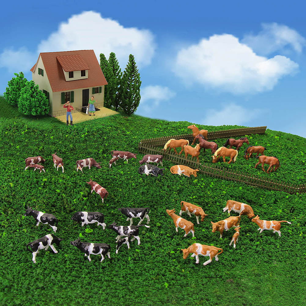 AN8707 36pcs HO Scale 1:87 Well Painted Cows Horses Farm Animals