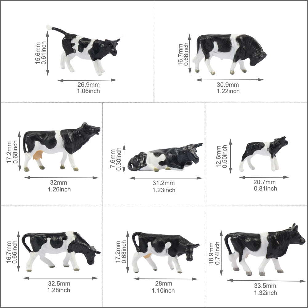 AN8707 36pcs HO Scale 1:87 Well Painted Cows Horses Farm Animals