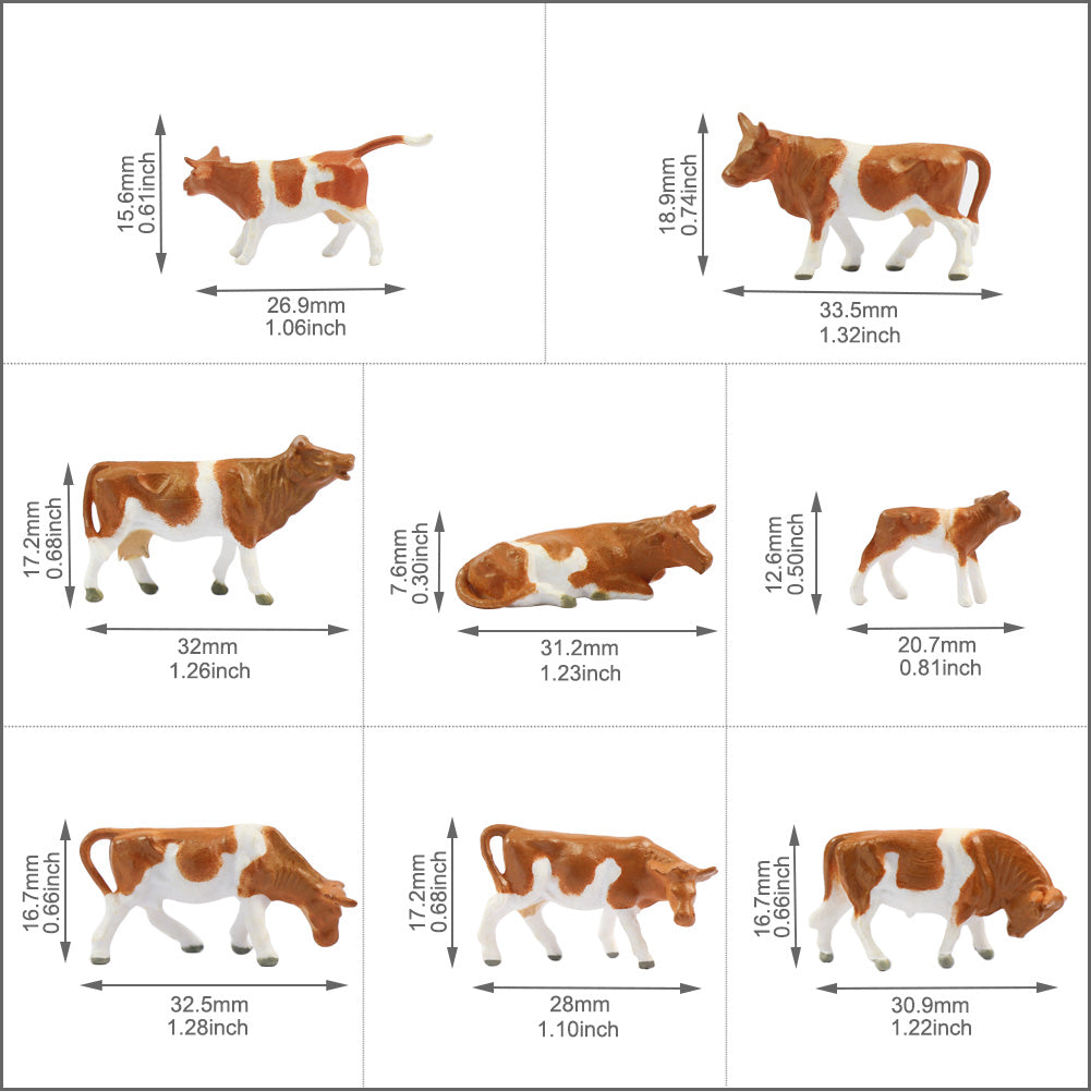 AN8707 36pcs HO Scale 1:87 Well Painted Cows Horses Farm Animals