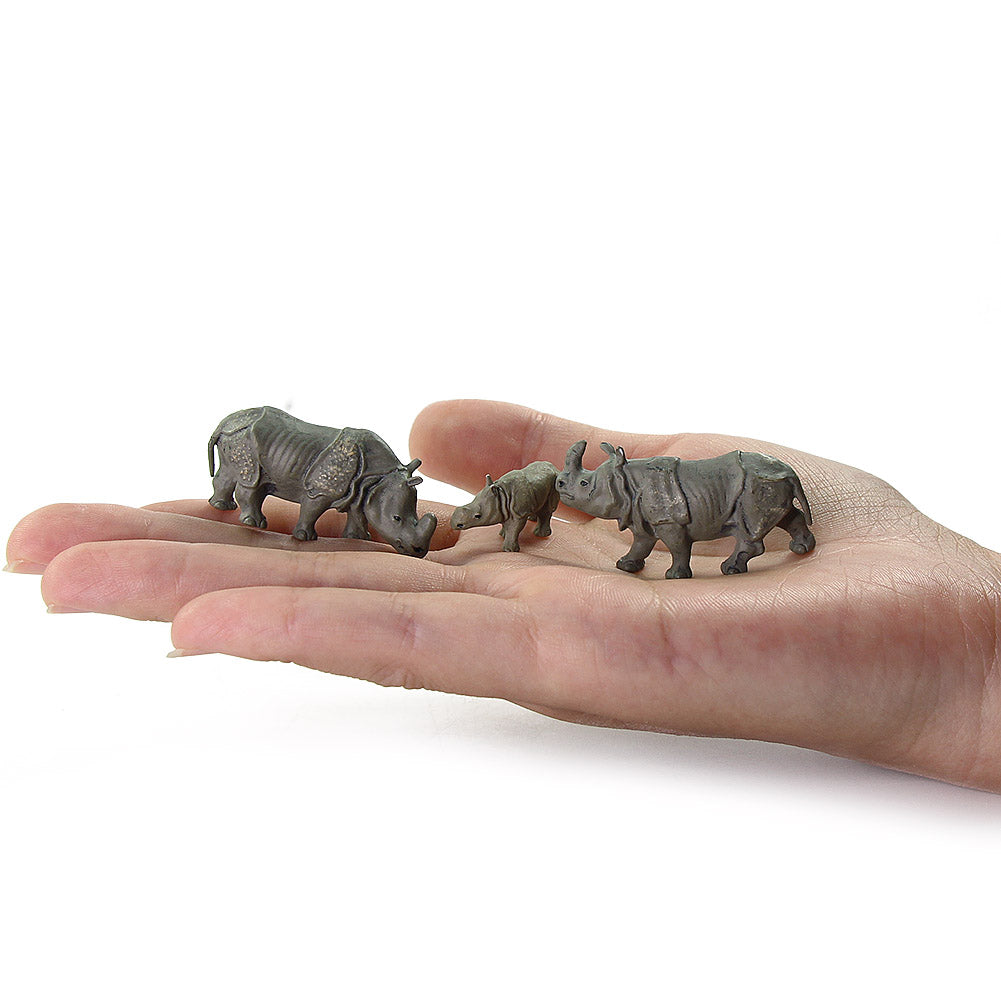 AN8711 12pcs HO Scale 1:87 Painted Rhino Wild Animals PVC