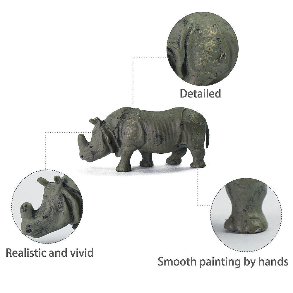 AN8711 12pcs HO Scale 1:87 Painted Rhino Wild Animals PVC