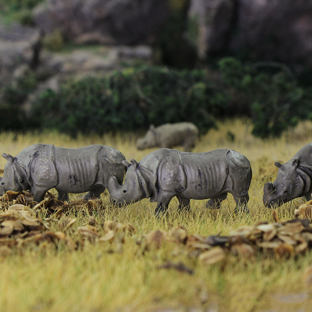 AN8711 12pcs HO Scale 1:87 Painted Rhino Wild Animals PVC