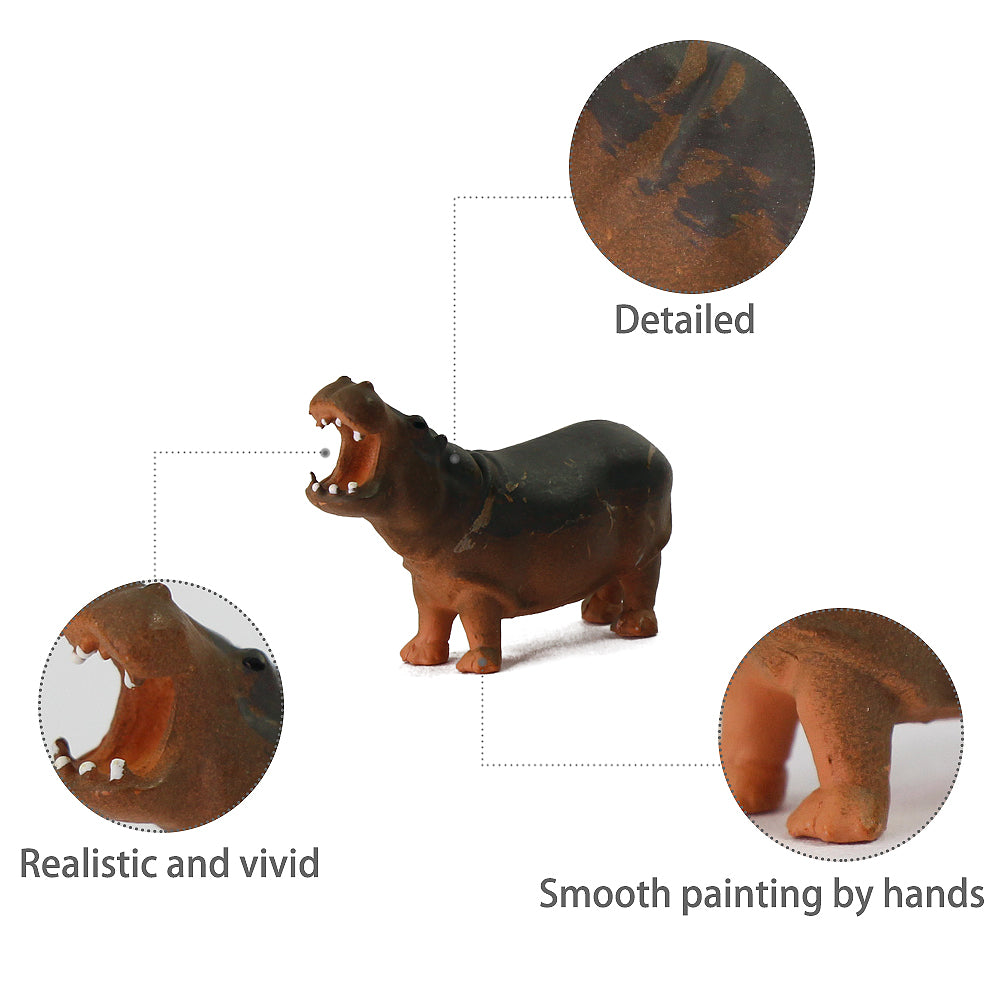 AN8713 12pcs HO Scale 1:87 Hippo Painted Wild Animals PVC