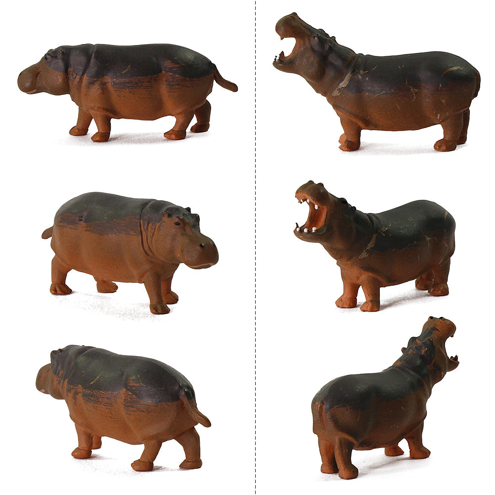 AN8713 12pcs HO Scale 1:87 Hippo Painted Wild Animals PVC