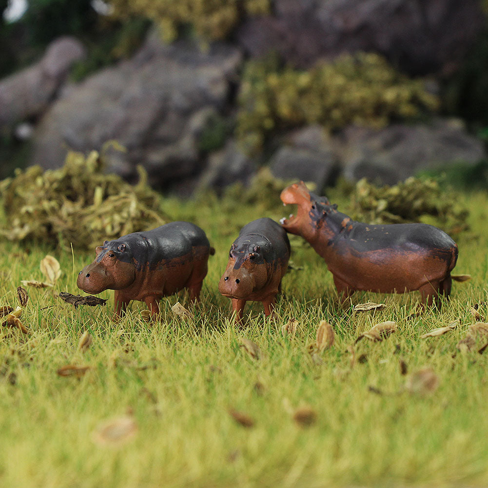 AN8713 12pcs HO Scale 1:87 Hippo Painted Wild Animals PVC