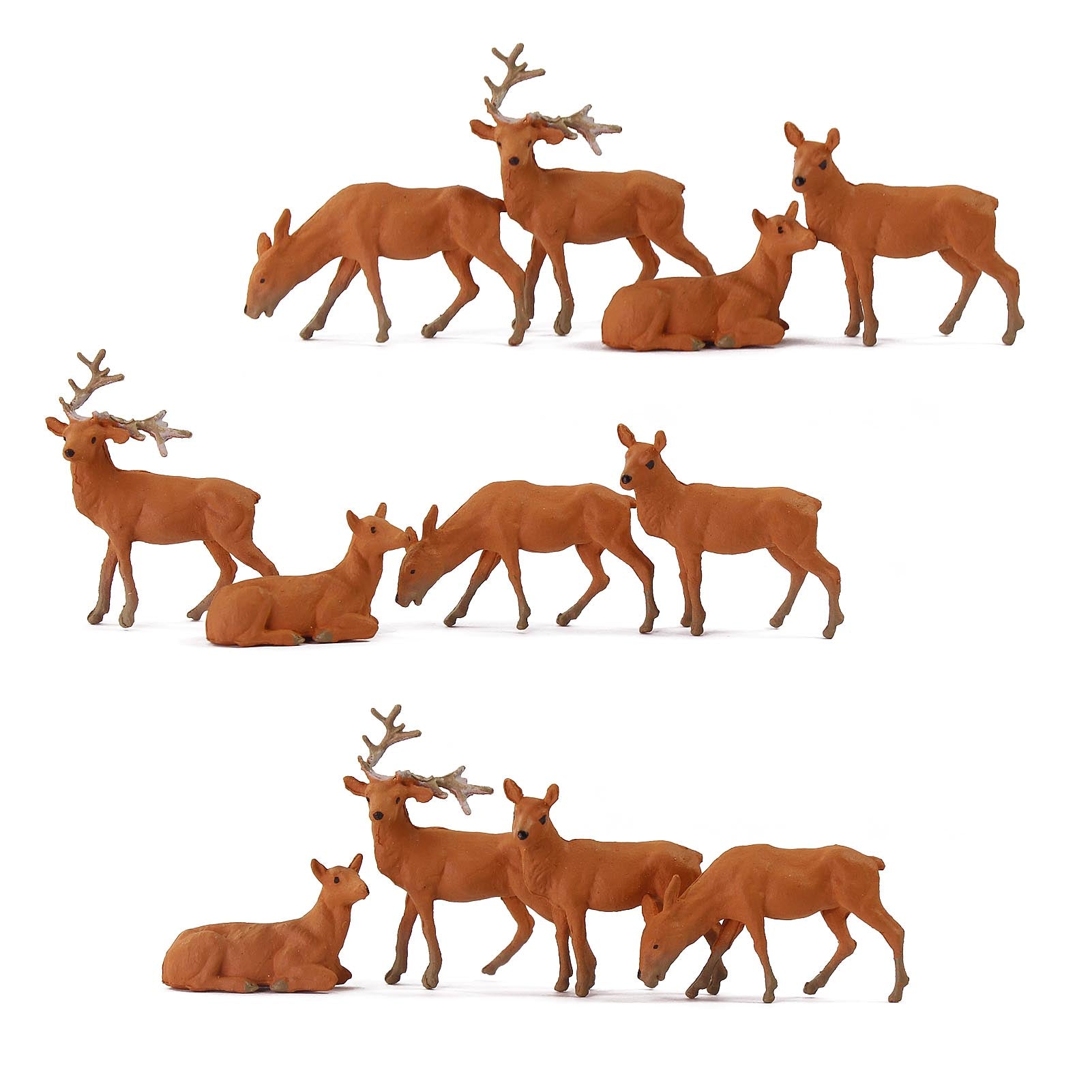 AN8714 12pcs HO Scale 1:87 Painted Moose Elk Deer Wild Animals