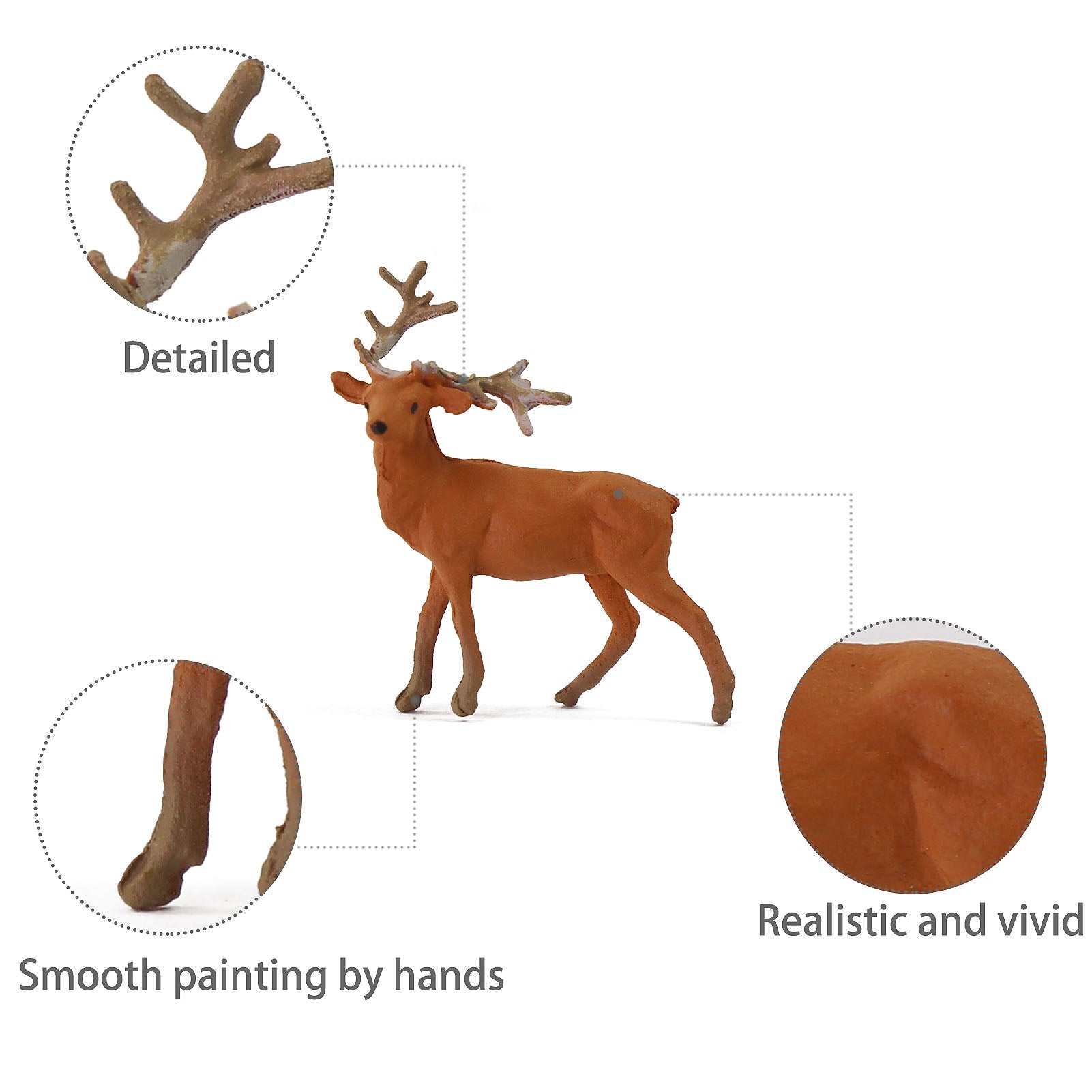 AN8714 12pcs HO Scale 1:87 Painted Moose Elk Deer Wild Animals