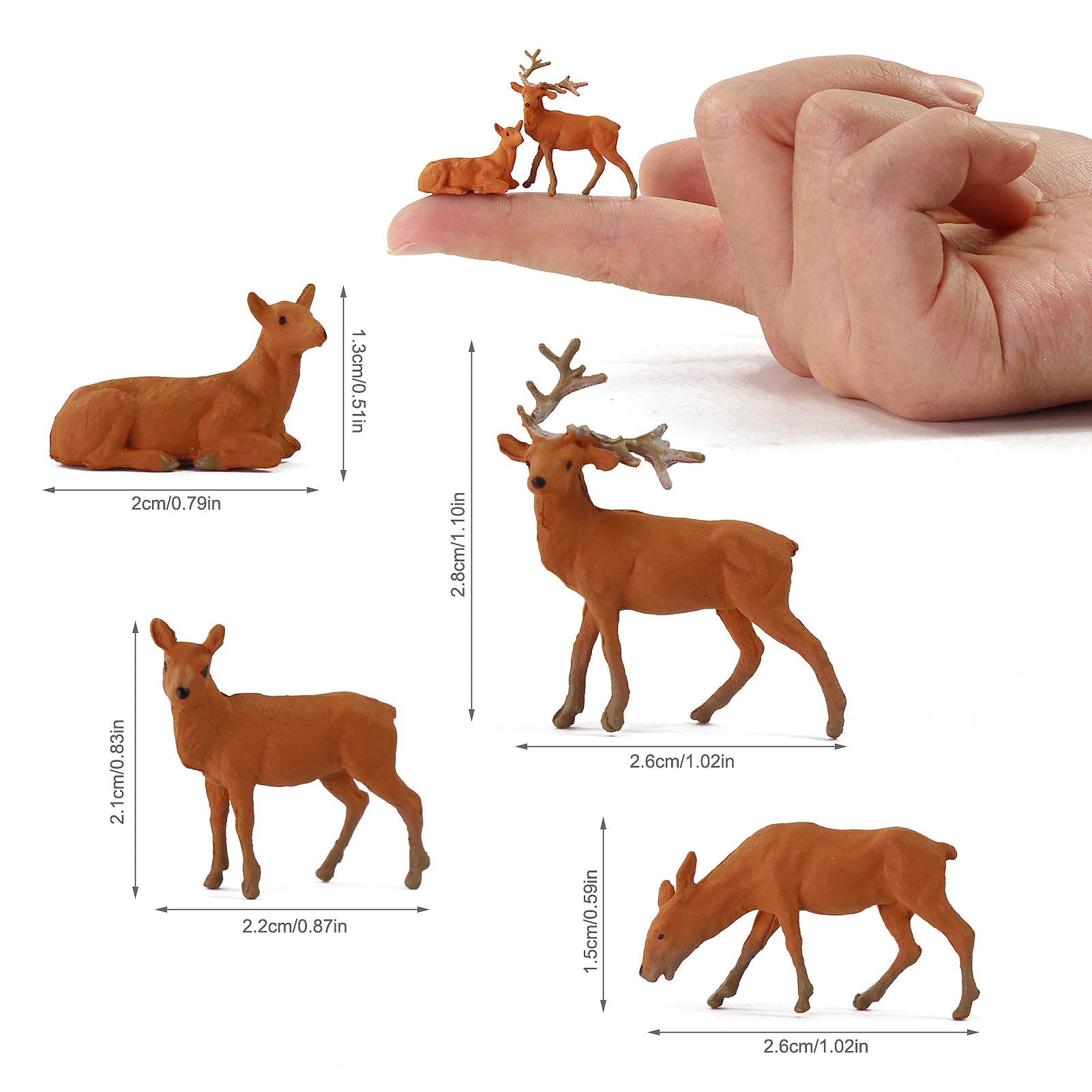 AN8714 12pcs HO Scale 1:87 Painted Moose Elk Deer Wild Animals