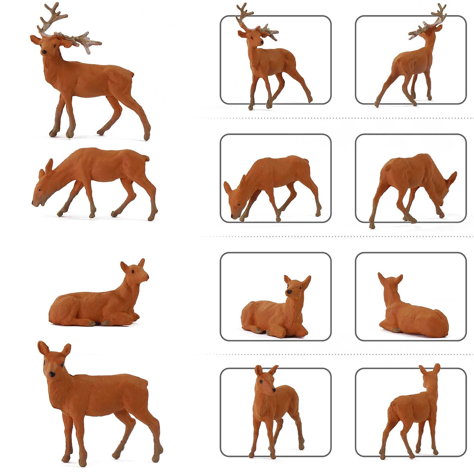 AN8714 12pcs HO Scale 1:87 Painted Moose Elk Deer Wild Animals