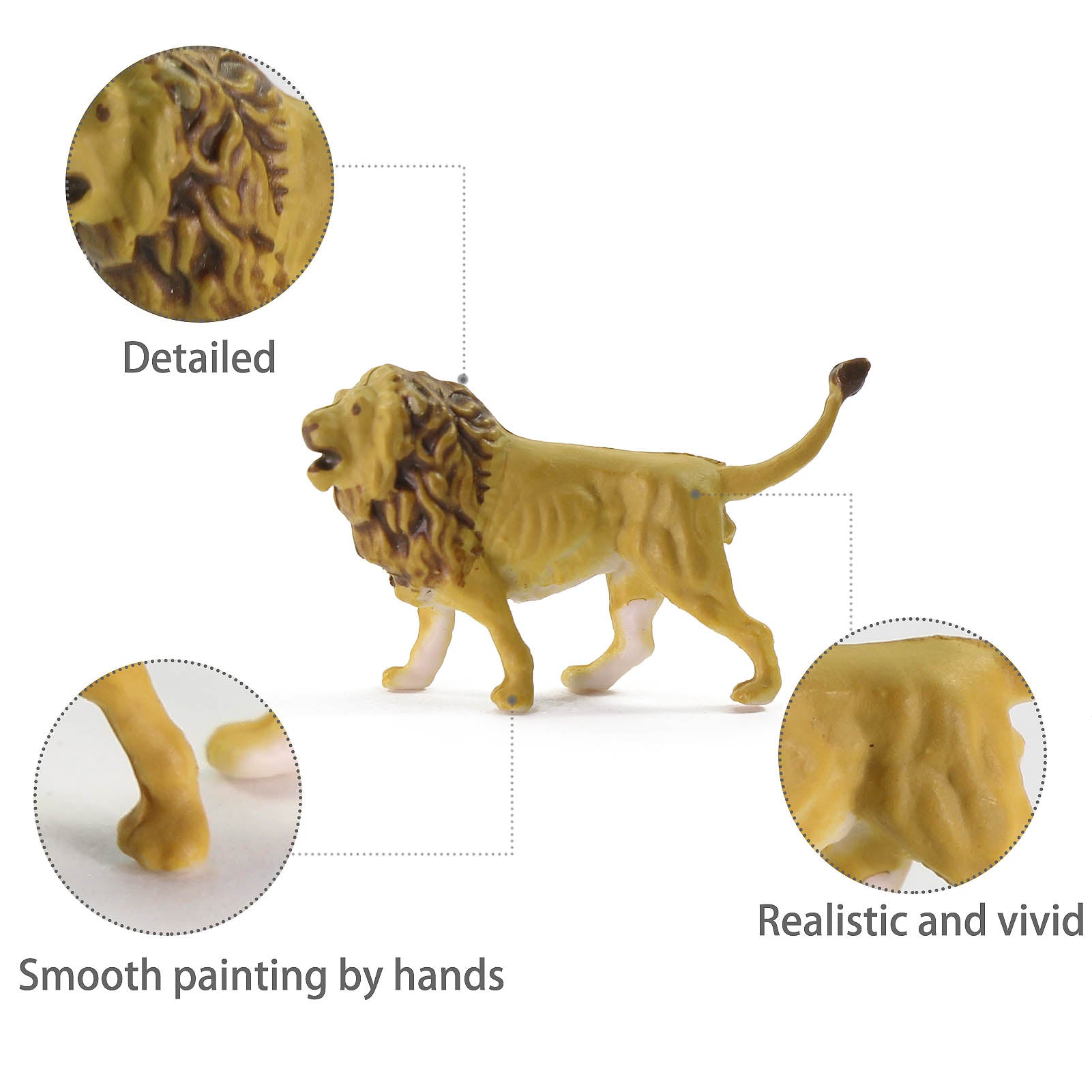 AN8715 12pcs HO Scale 1:87 Tigers Lions Wild Animal PVC