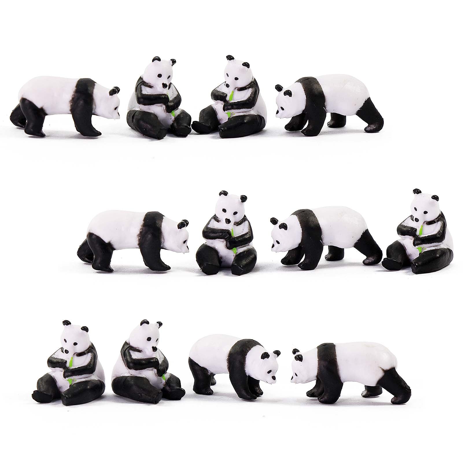AN8716 12pcs HO Scale 1:87 Painted Pandas Wild Animal PVC