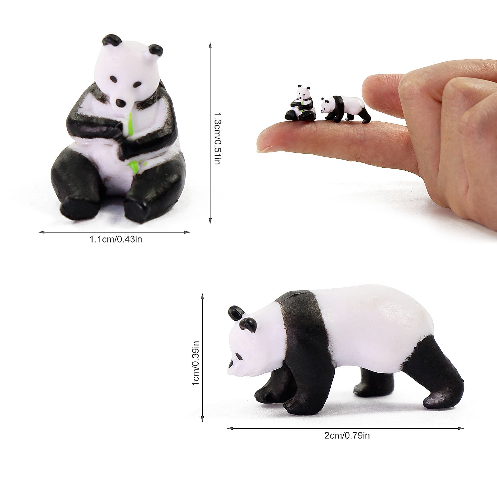 AN8716 12pcs HO Scale 1:87 Painted Pandas Wild Animal PVC