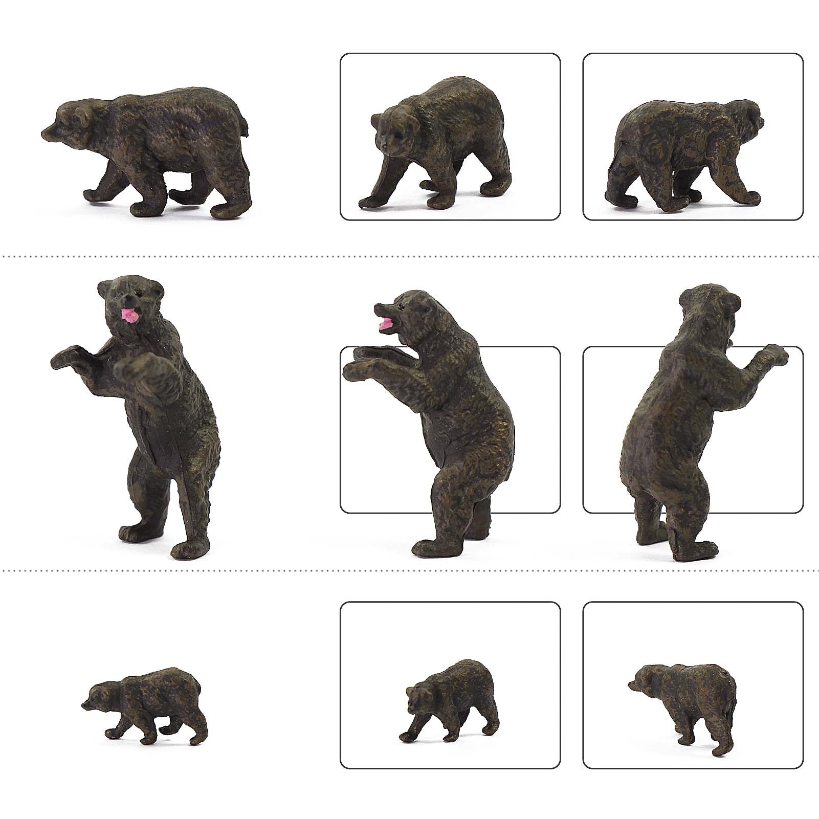 AN8717 12pcs HO Scale 1:87 Bears Family Zoo Wild Animal PVC