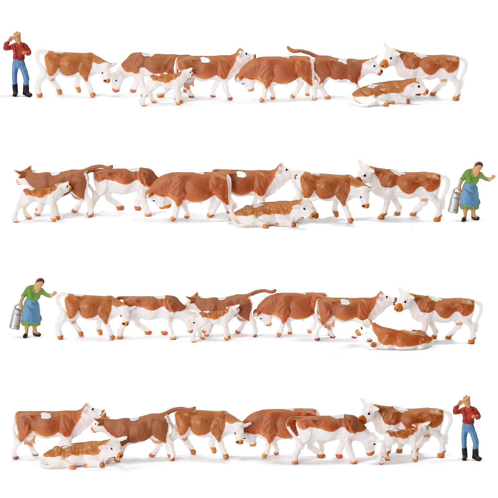 AN8719 36pcs HO Scale 1:87 Painted Brown Cows Cattle Shepherd