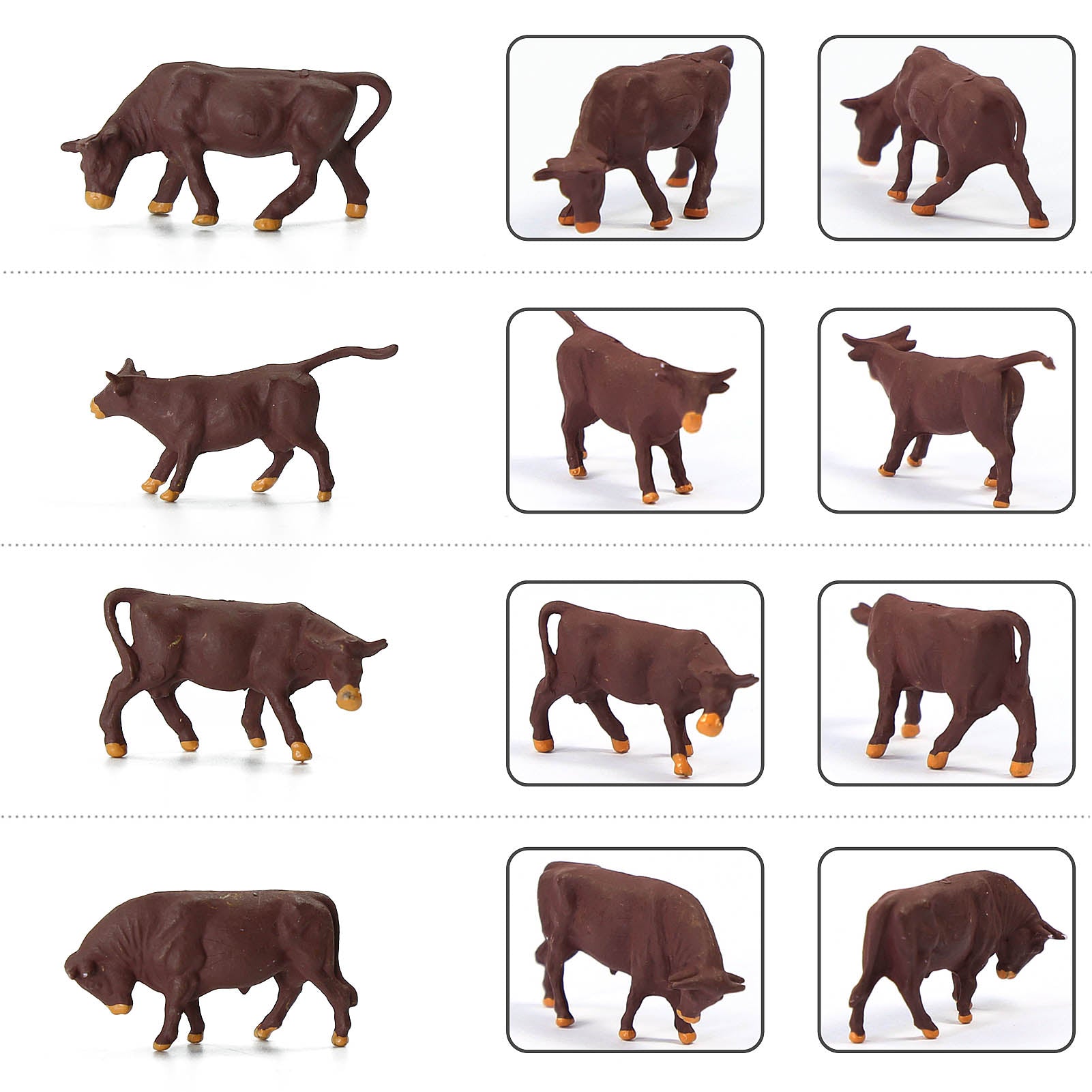 AN8721 36pcs HO Scale 1:87 Painted Brown Cows Cattle Shepherd