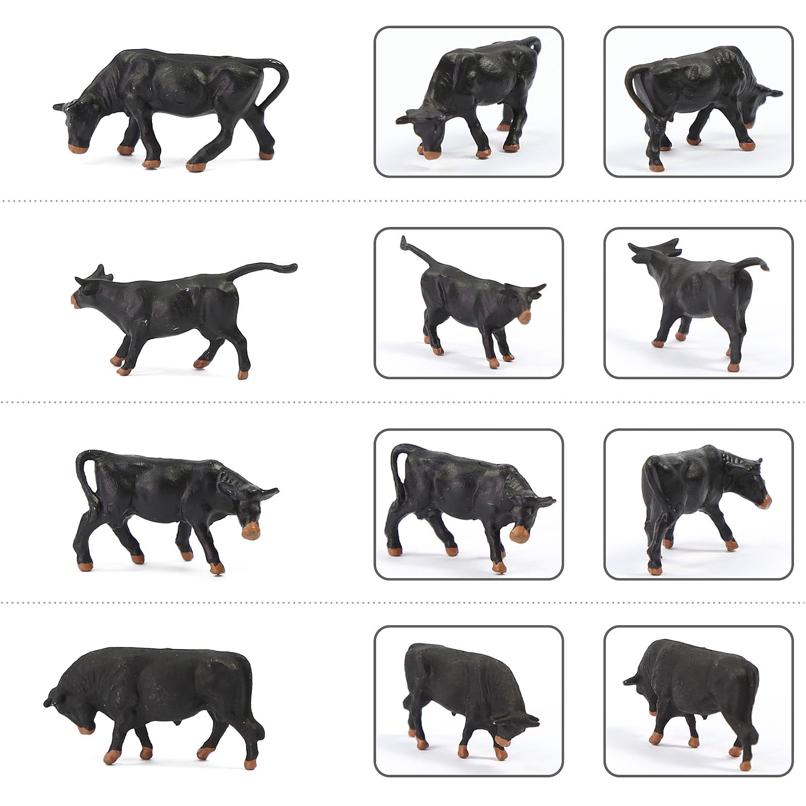 AN8723 36pcs HO Scale 1:87 Brown Black Cows Cattle Shepherd