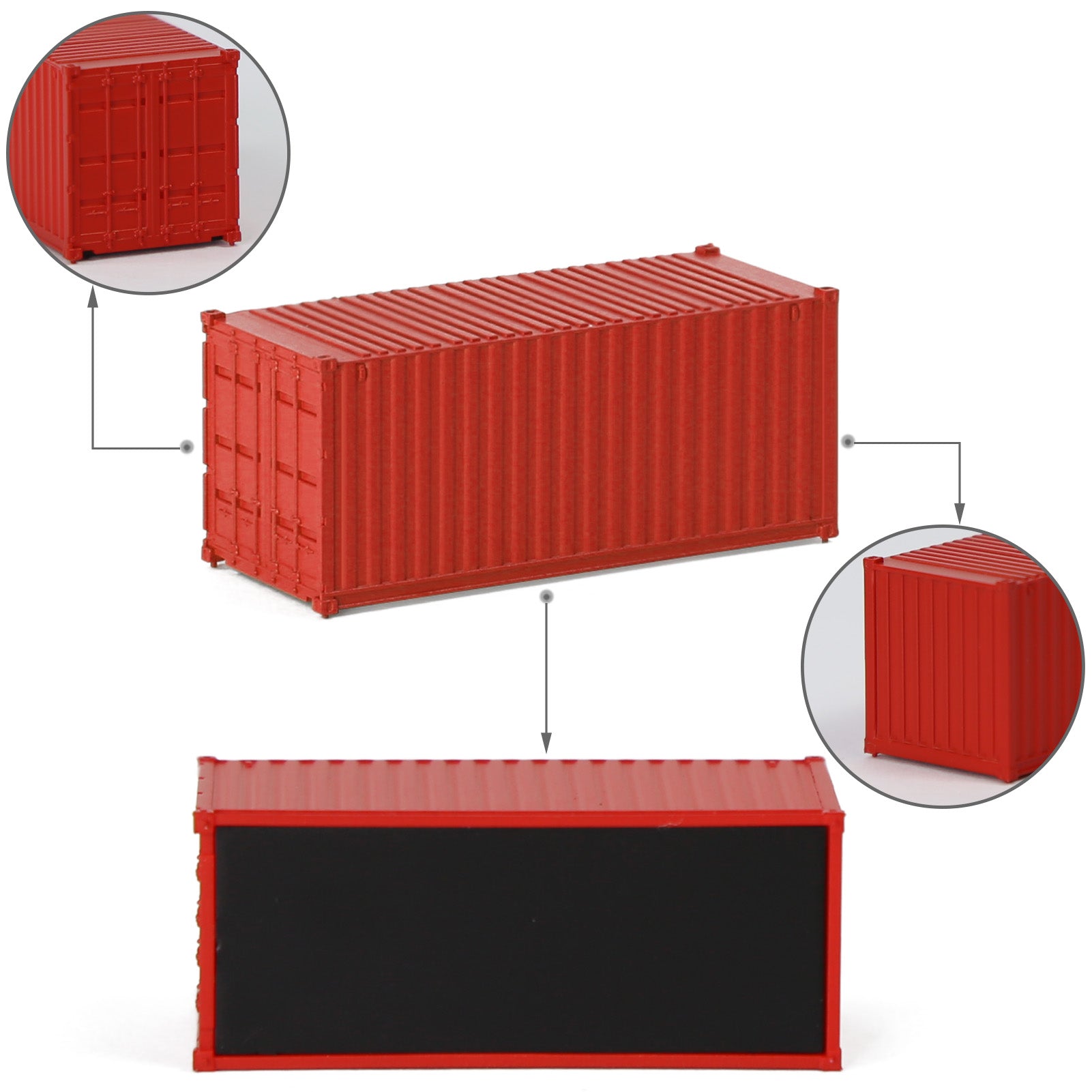 C15007 9pcs N Scale 1:160 20ft Pure Color Shipping Container