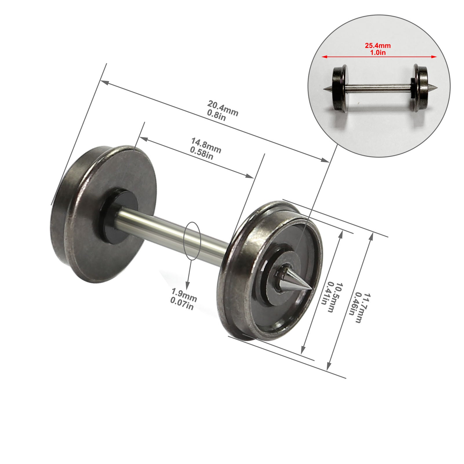 C8721 12pcs HO Scale 1:87 36'' Metal DC Wheels