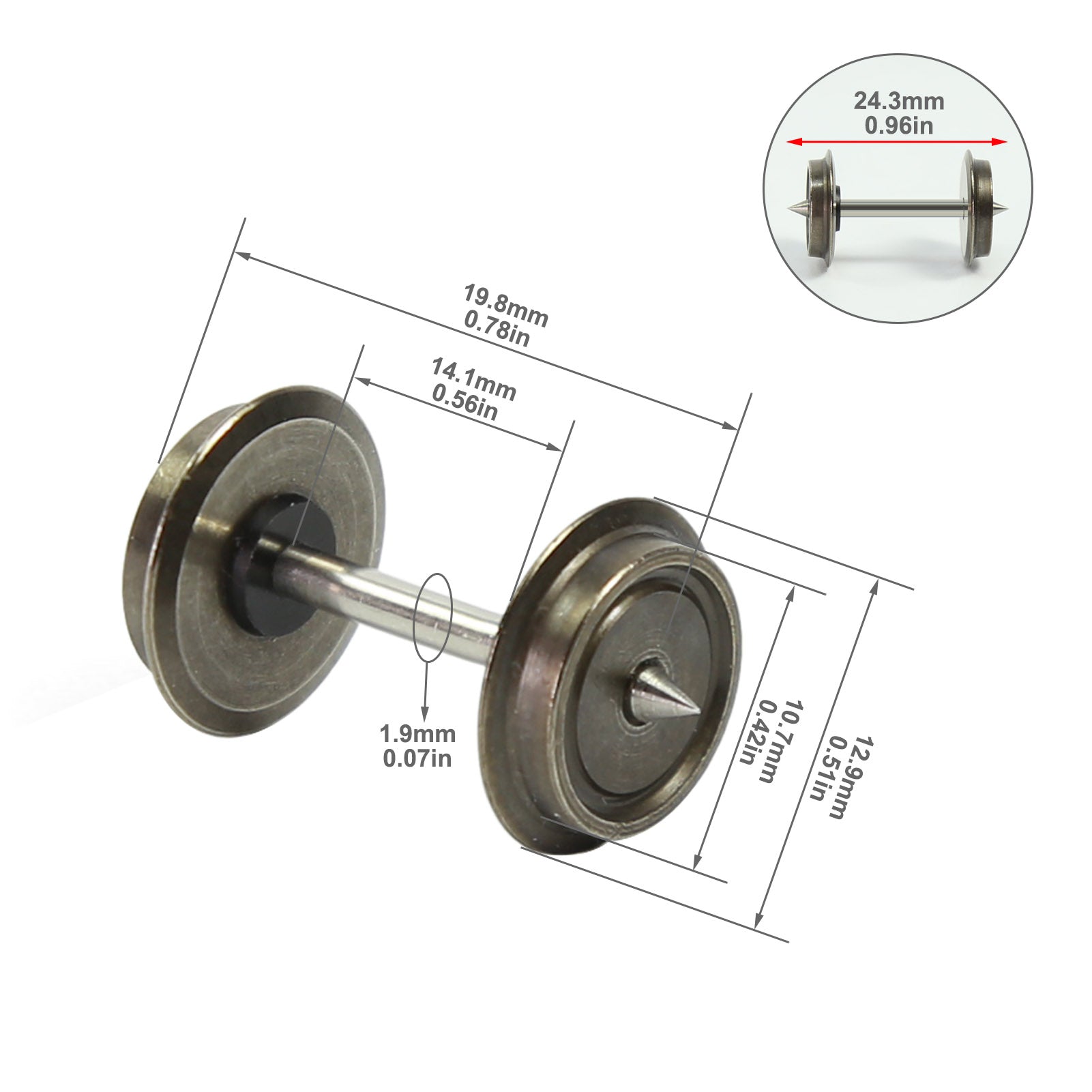 C8724 12pcs HO Scale 1:87 36'' DC Metal Wheels