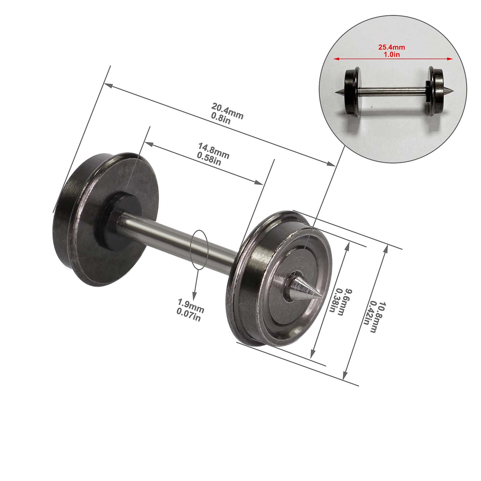 C8725 12pcs HO Scale 1:87 33'' Metal DC Wheels