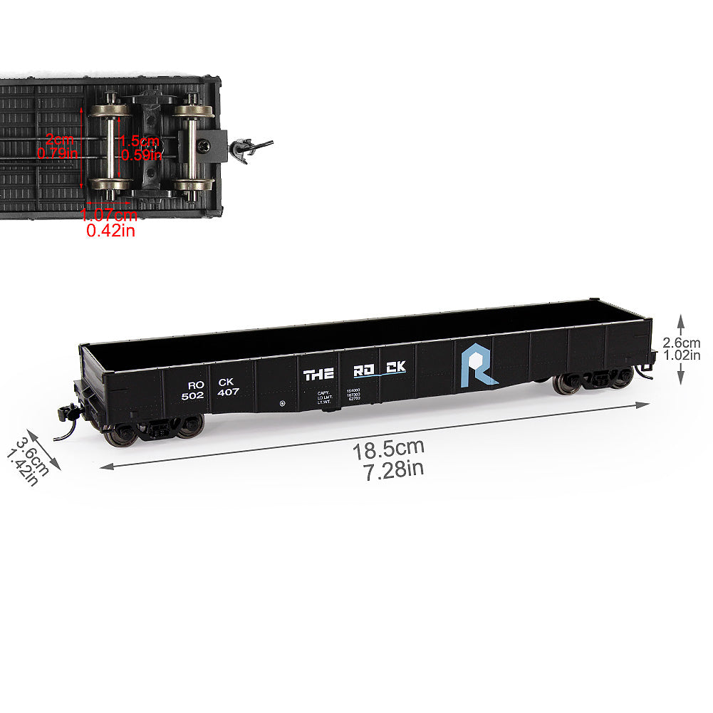 C8743 1pc HO Scale 1:87 Low-side Gondola Car 53ft Model Wagons