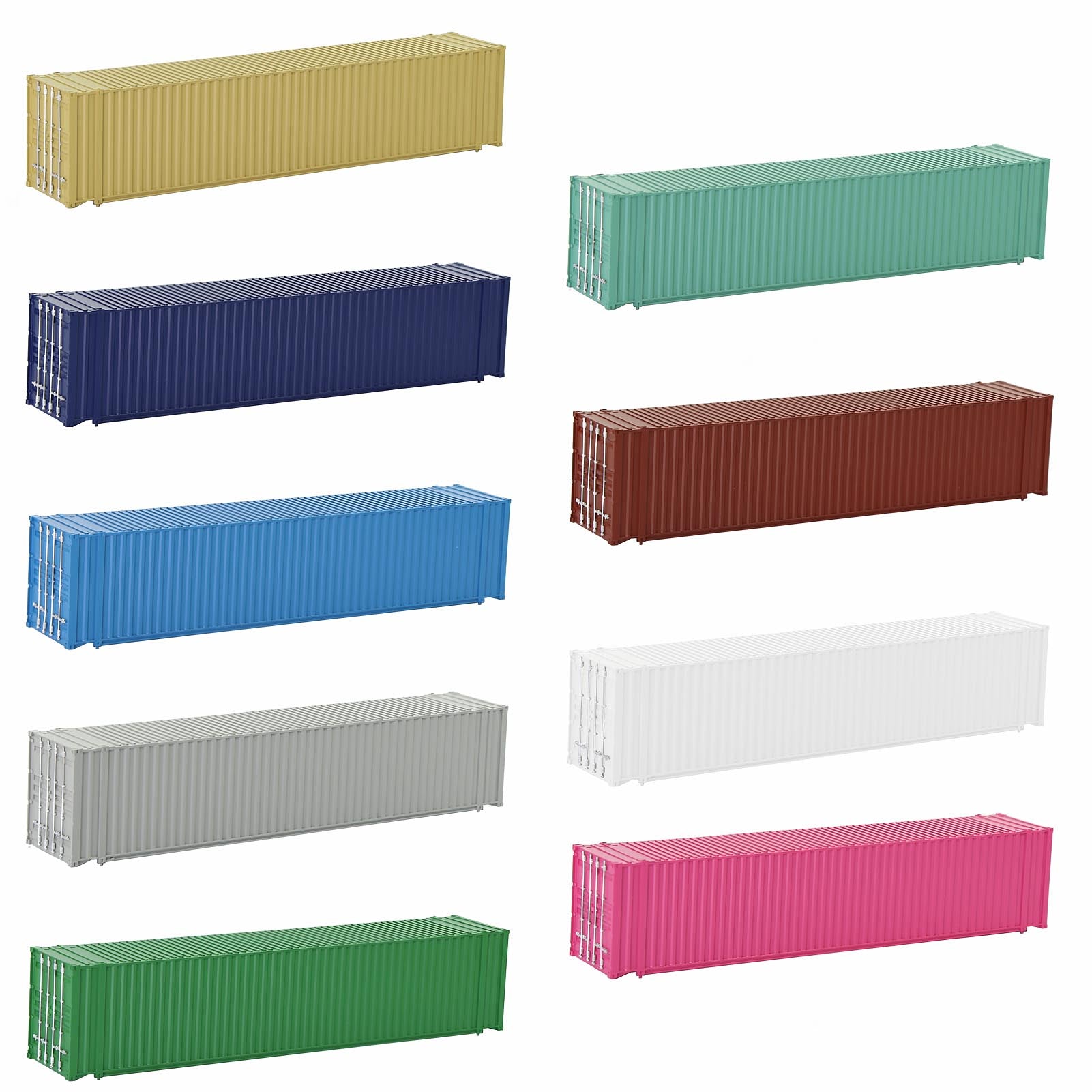 C8745 9pcs HO Scale 1:87 45ft Pure Color Shipping Containers