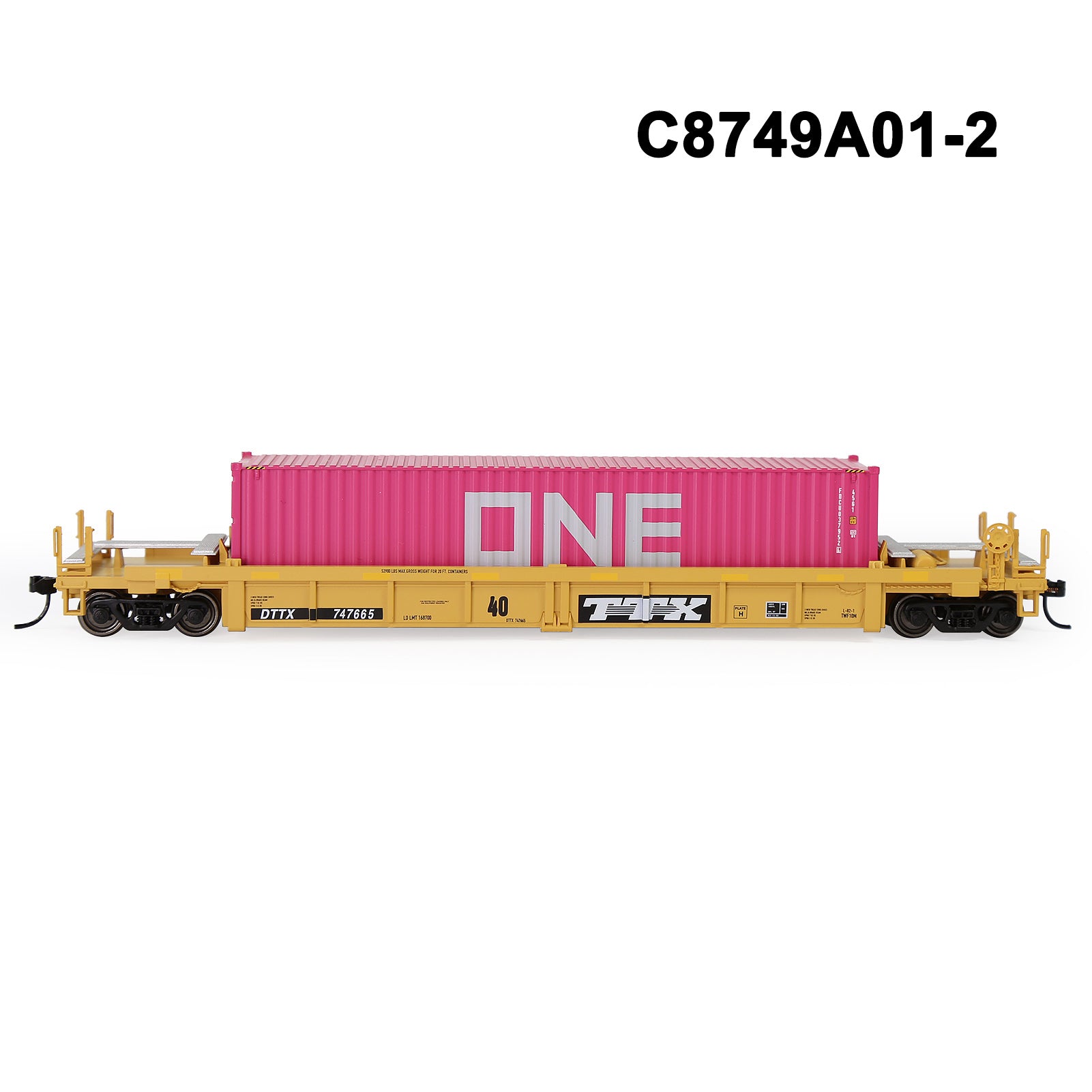 C8749M One Set HO Scale 1:87 40ft Well Car with 40ft or 20ft Container