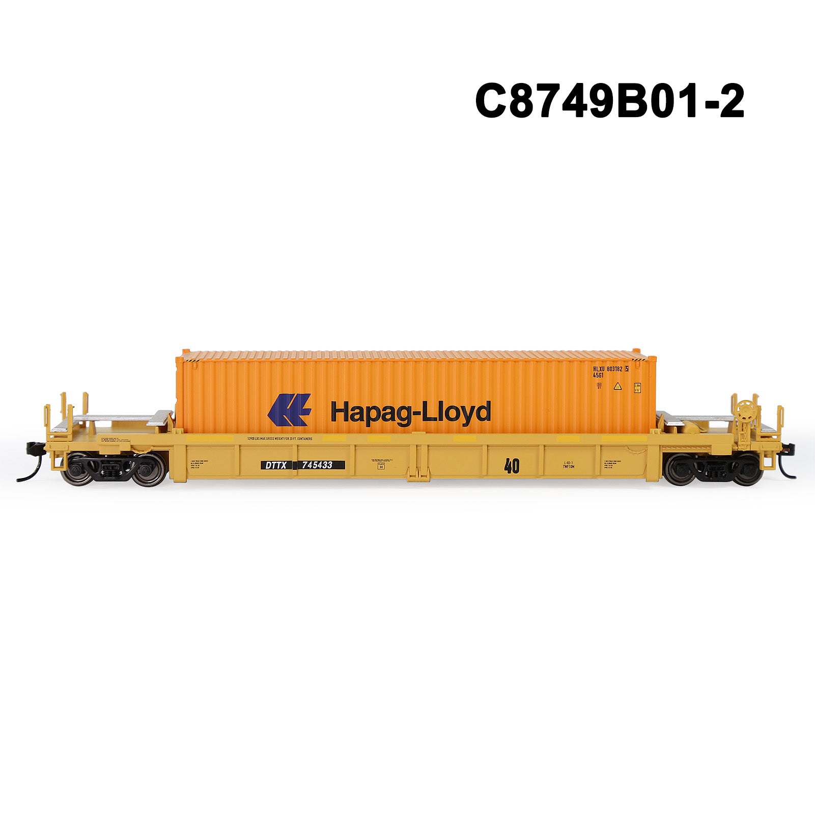 C8749M One Set HO Scale 1:87 40ft Well Car with 40ft or 20ft Container