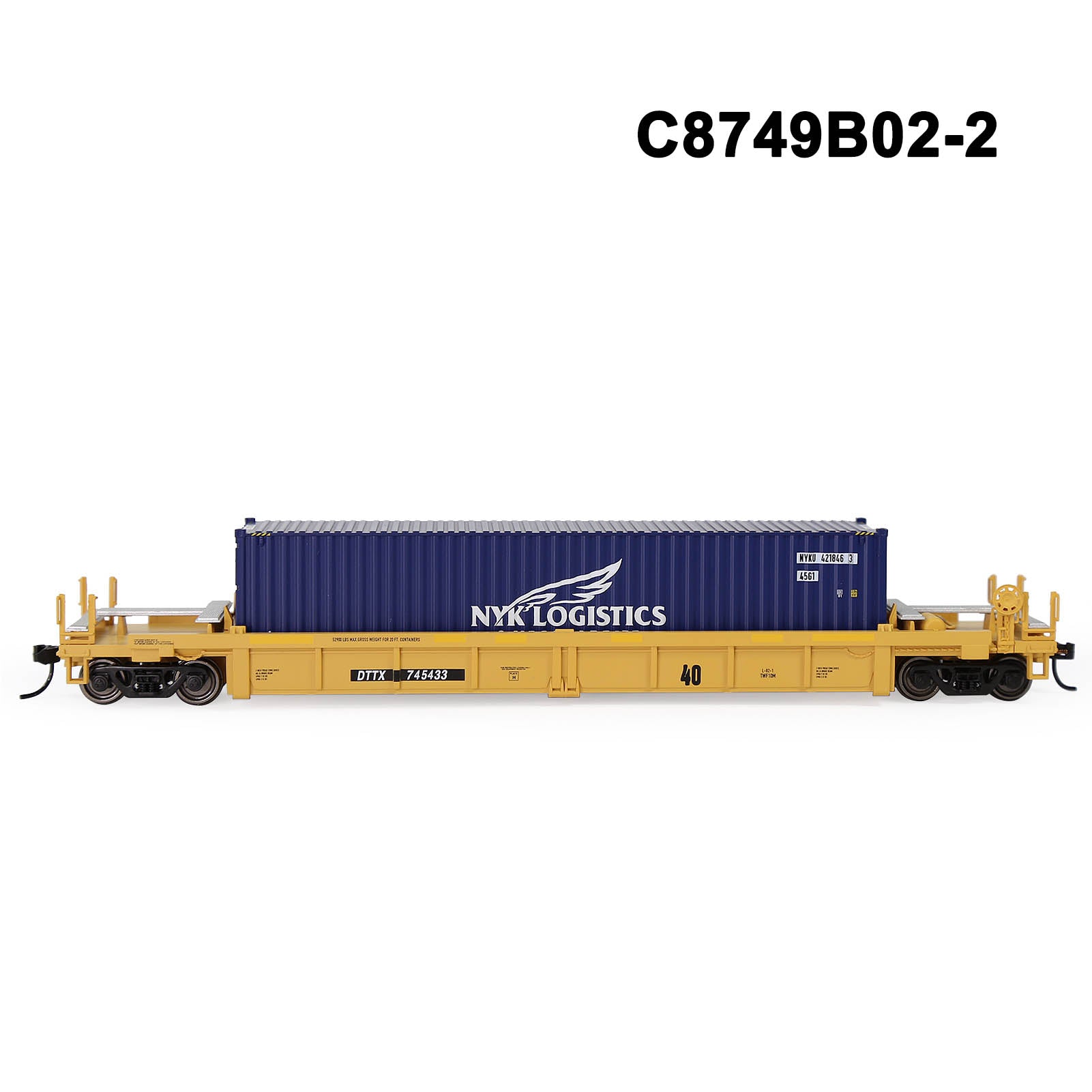 C8749M One Set HO Scale 1:87 40ft Well Car with 40ft or 20ft Container