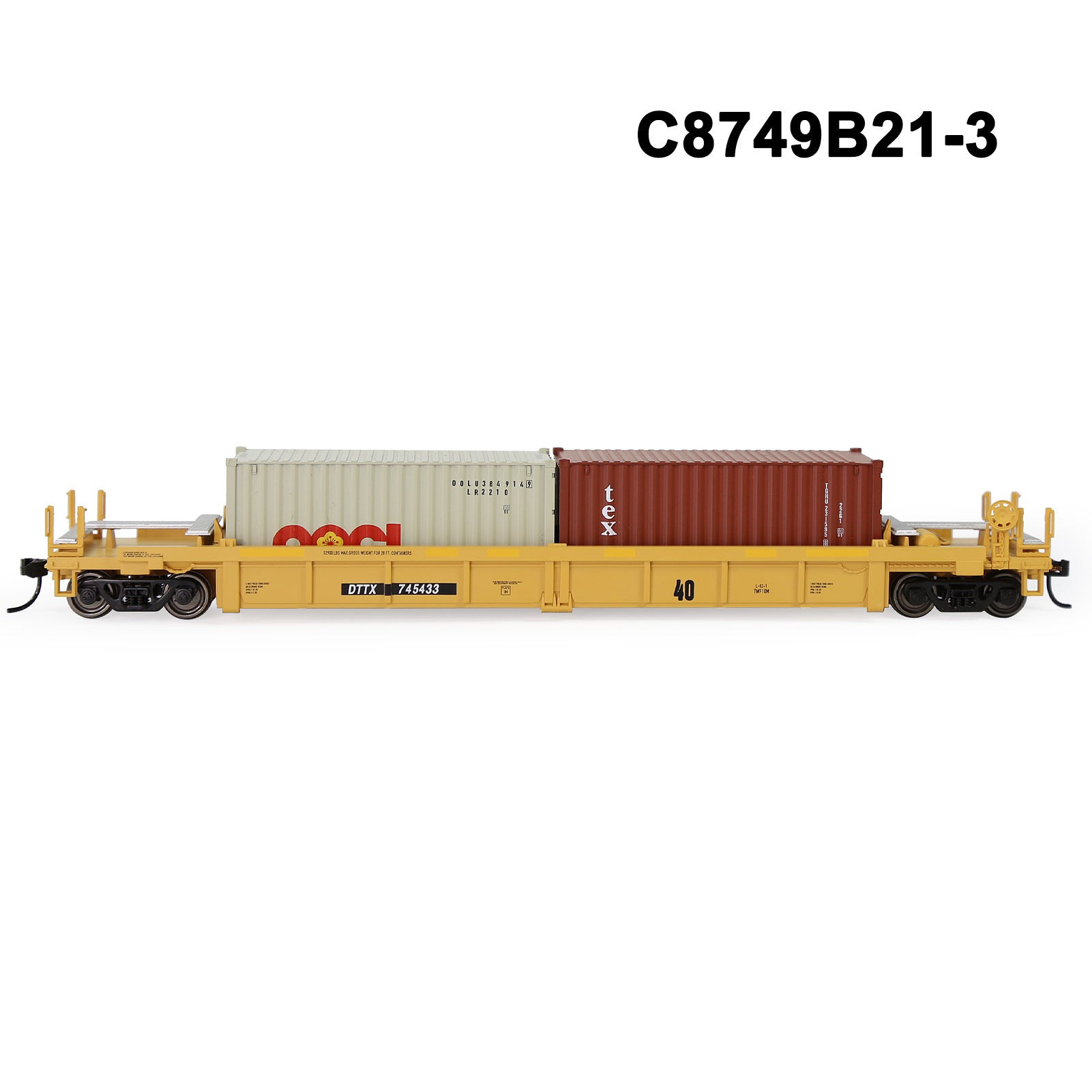 C8749M One Set HO Scale 1:87 40ft Well Car with 40ft or 20ft Container