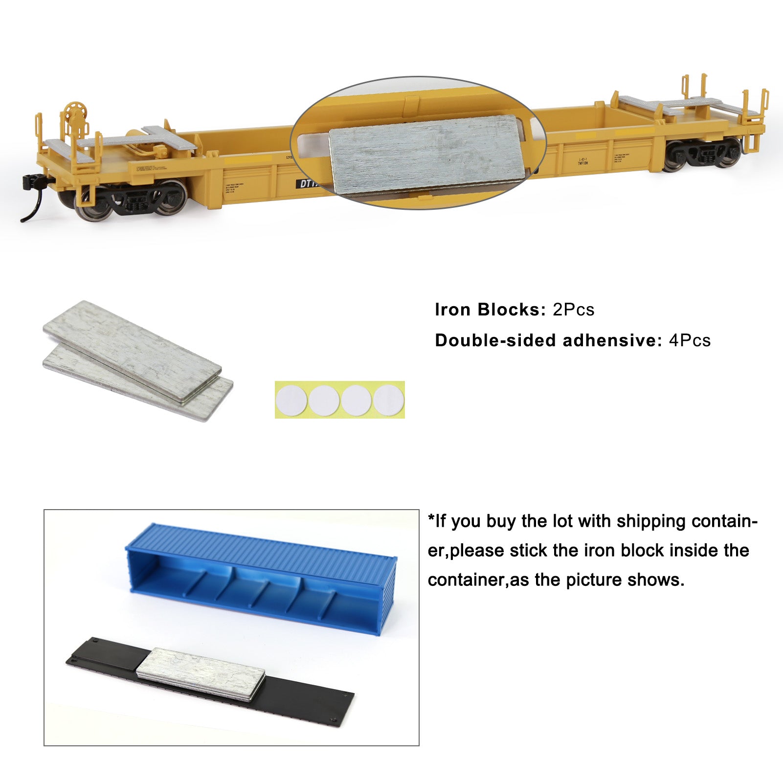 C8749M One Set HO Scale 1:87 40ft Well Car with 40ft or 20ft Container