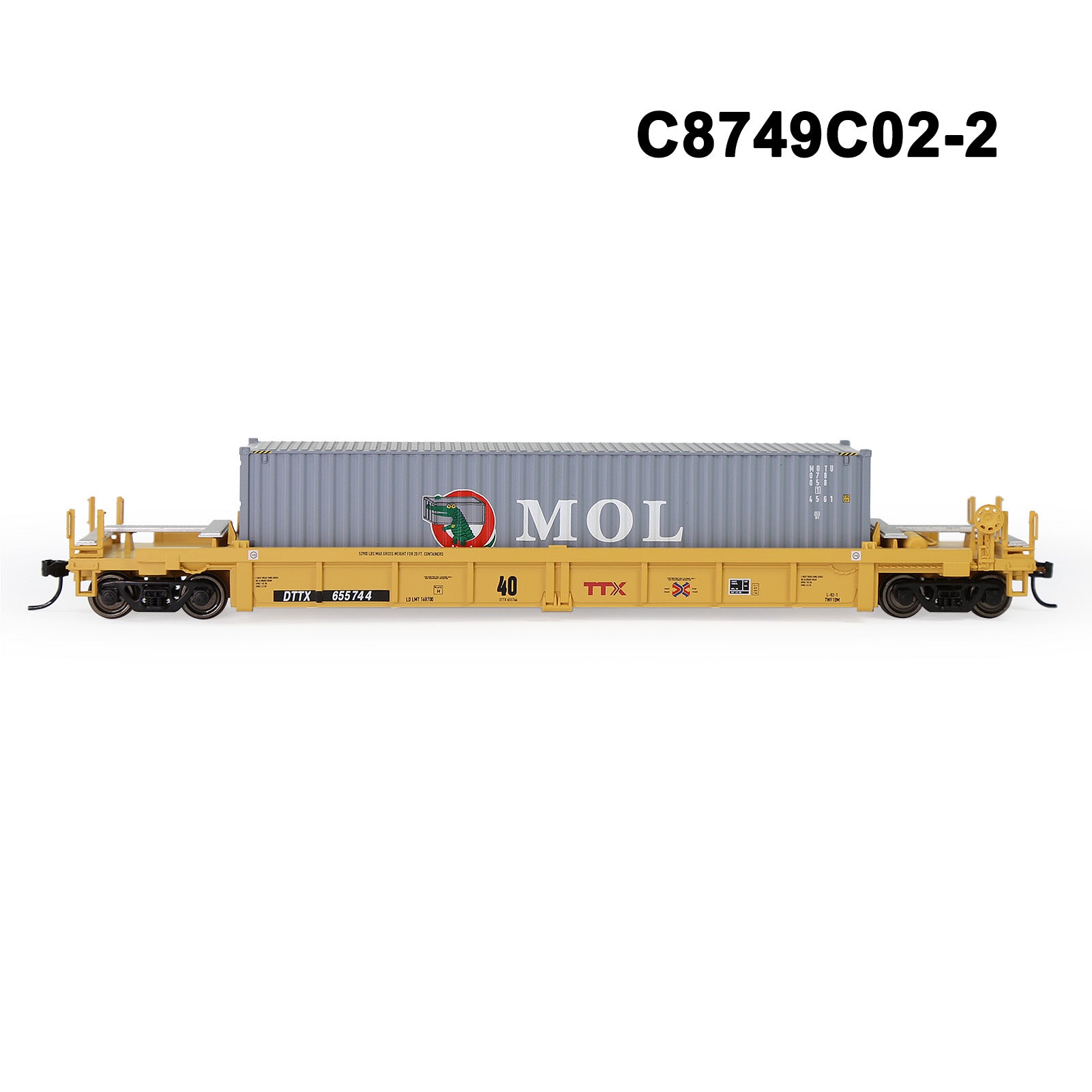 C8749M One Set HO Scale 1:87 40ft Well Car with 40ft or 20ft Container