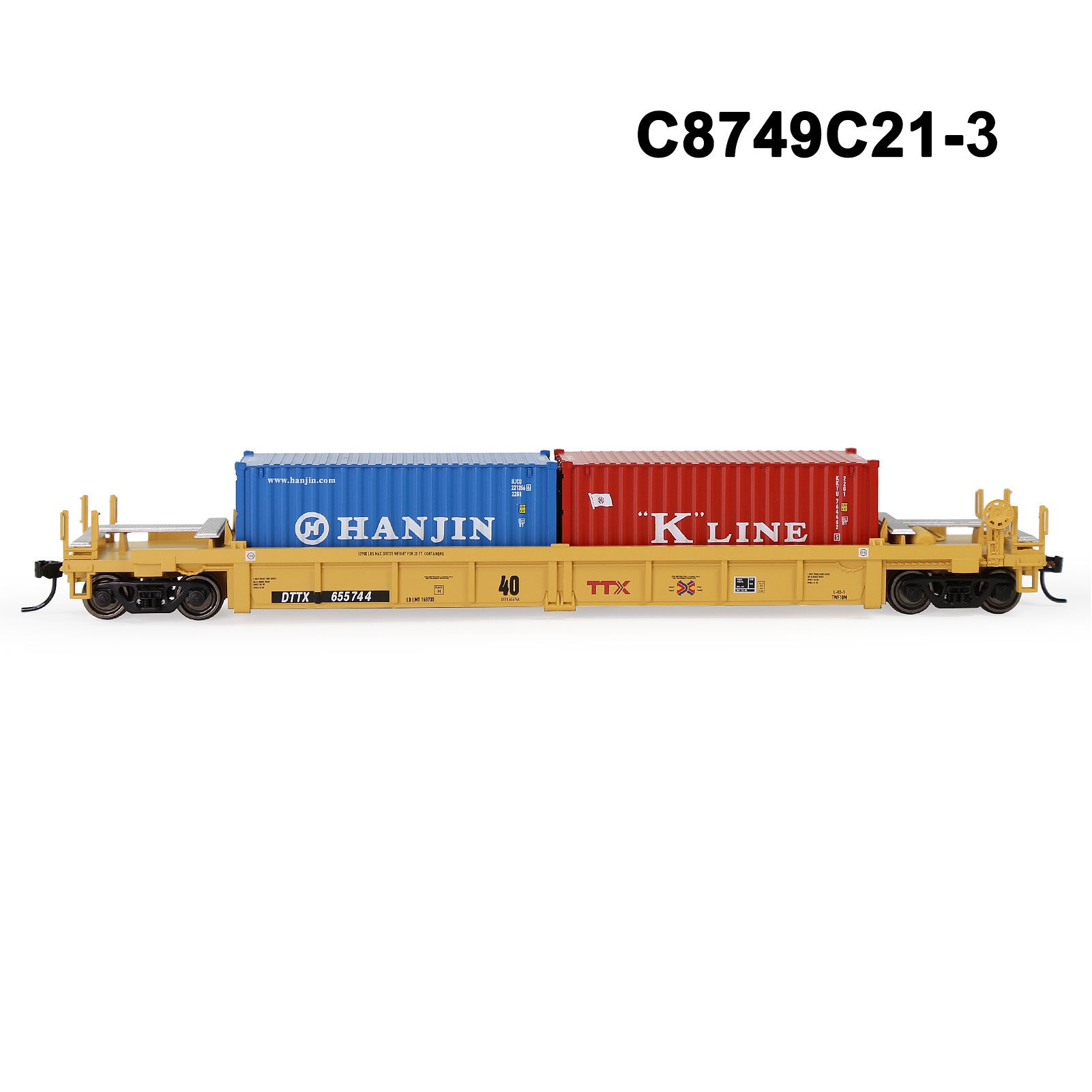 C8749M One Set HO Scale 1:87 40ft Well Car with 40ft or 20ft Container