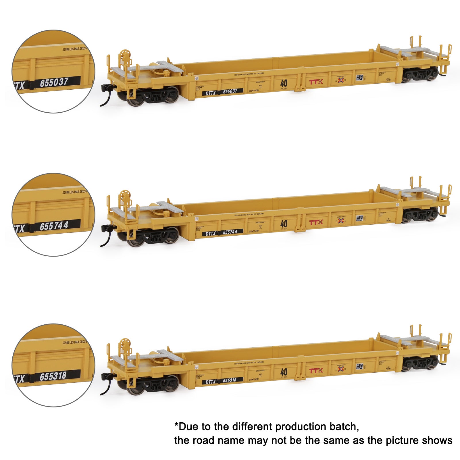 C8749M One Set HO Scale 1:87 40ft Well Car with 40ft or 20ft Container