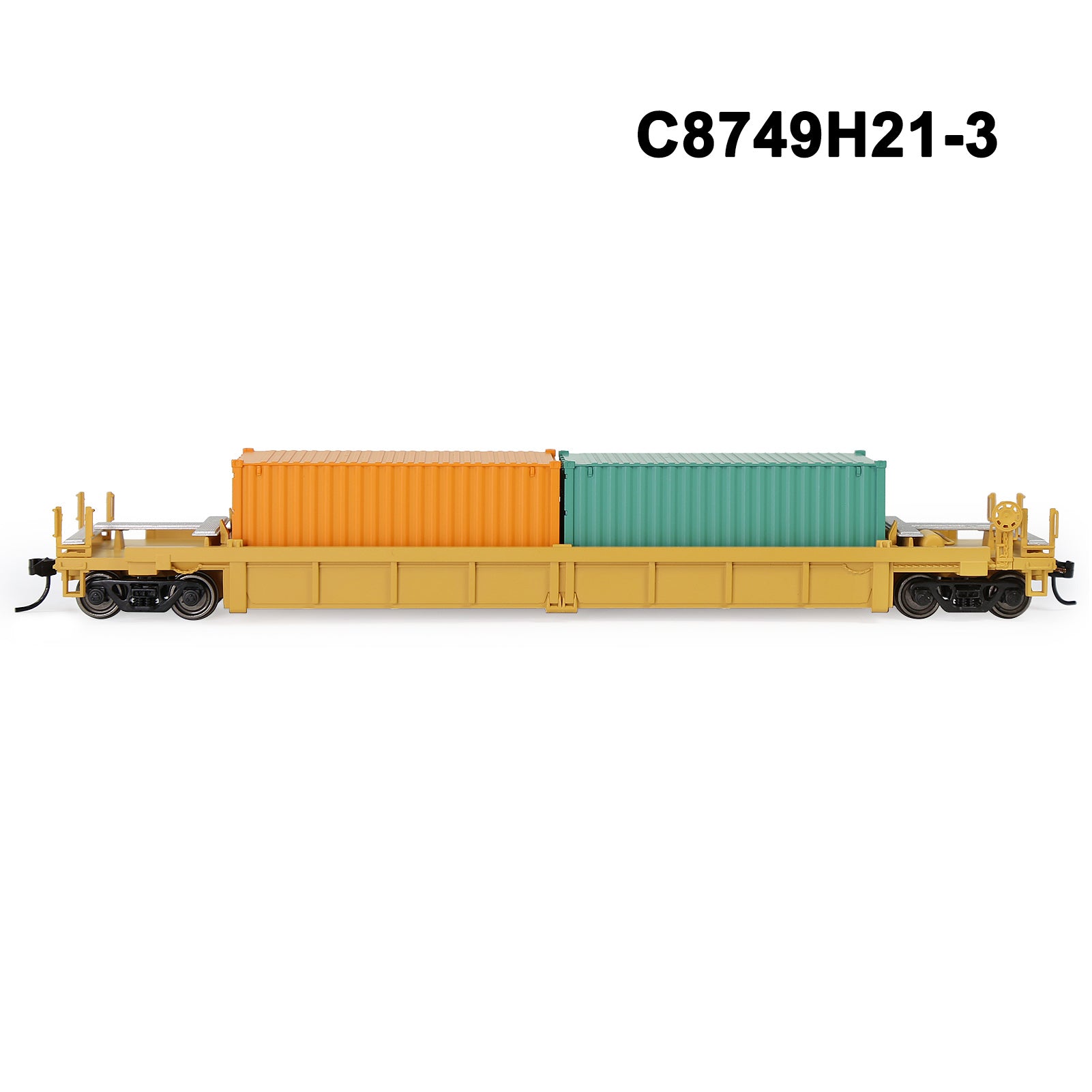 C8749M One Set HO Scale 1:87 40ft Well Car with 40ft or 20ft Container