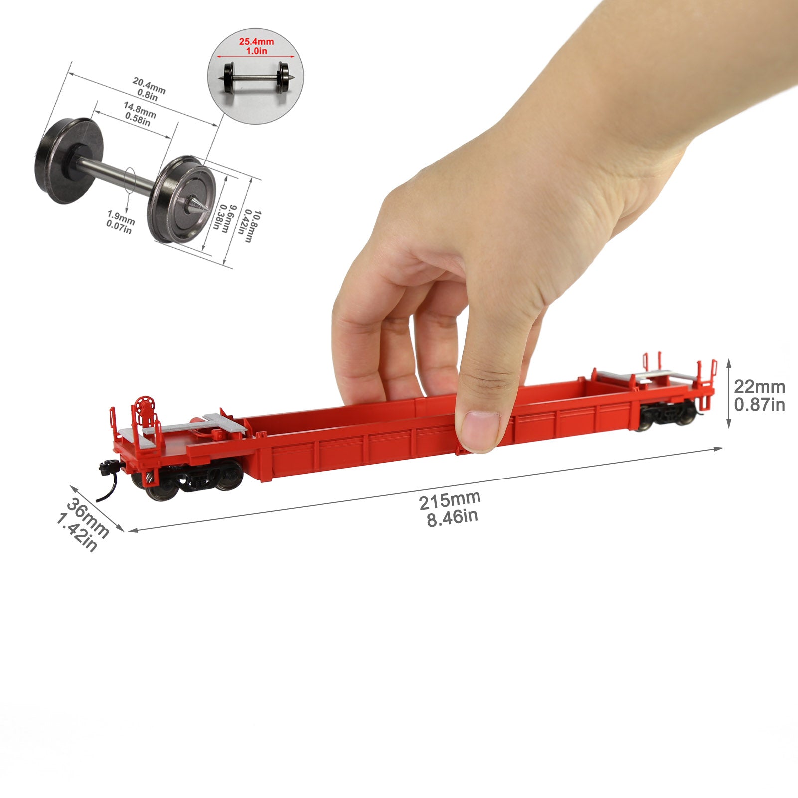 C8749M One Set HO Scale 1:87 40ft Well Car with 40ft or 20ft Container