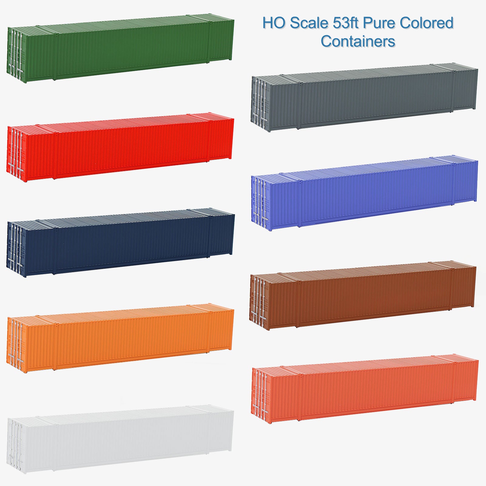 C8753 9pcs HO Scale 1:87 53ft Pure Color Shipping Container