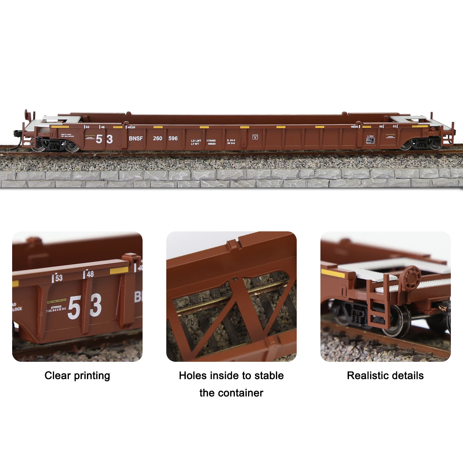 C8759 1pc HO Scale 1:87 53ft Well Car Low Side Wagon
