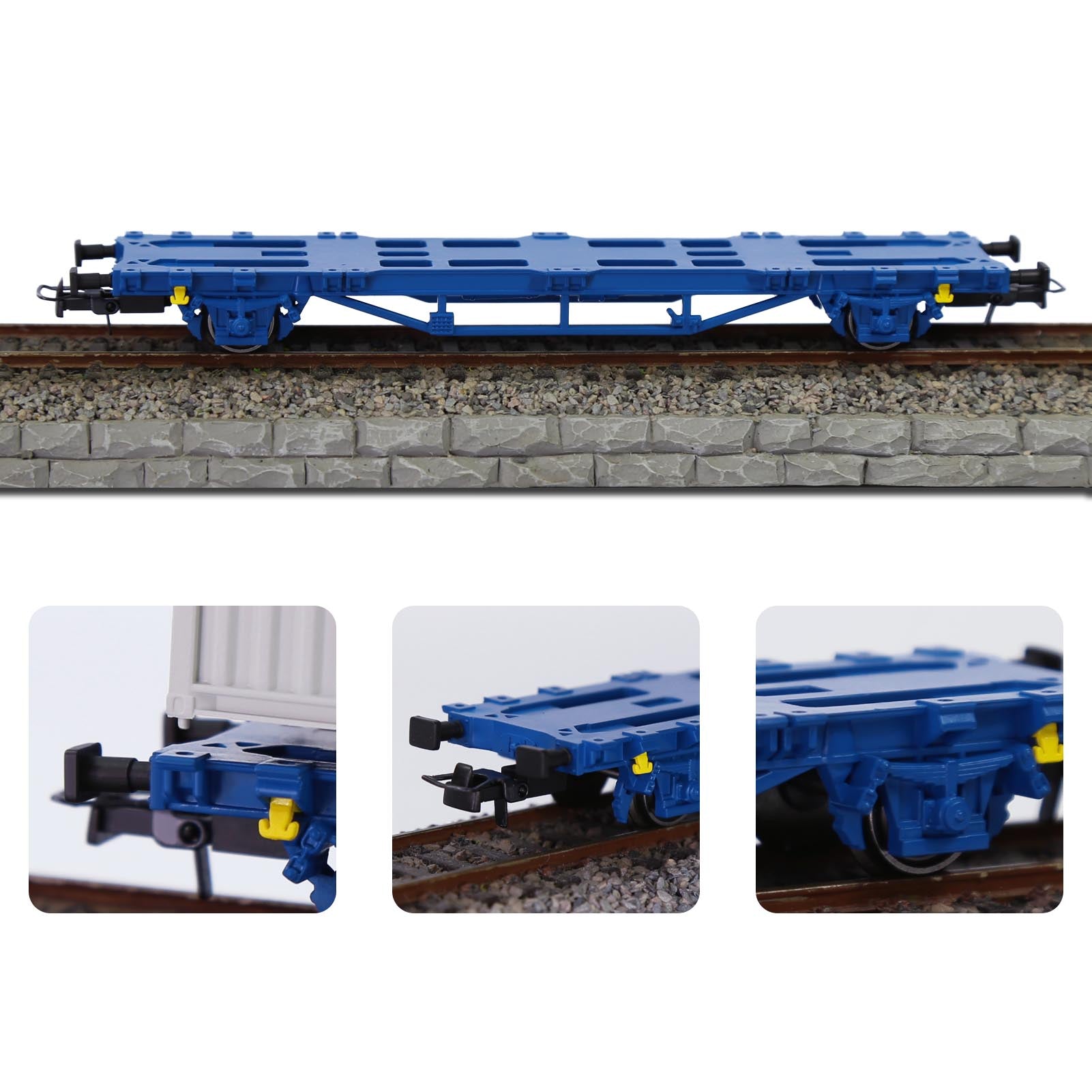 C8761M One set HO Scale 1:87 Model Flat Wagon with Containers